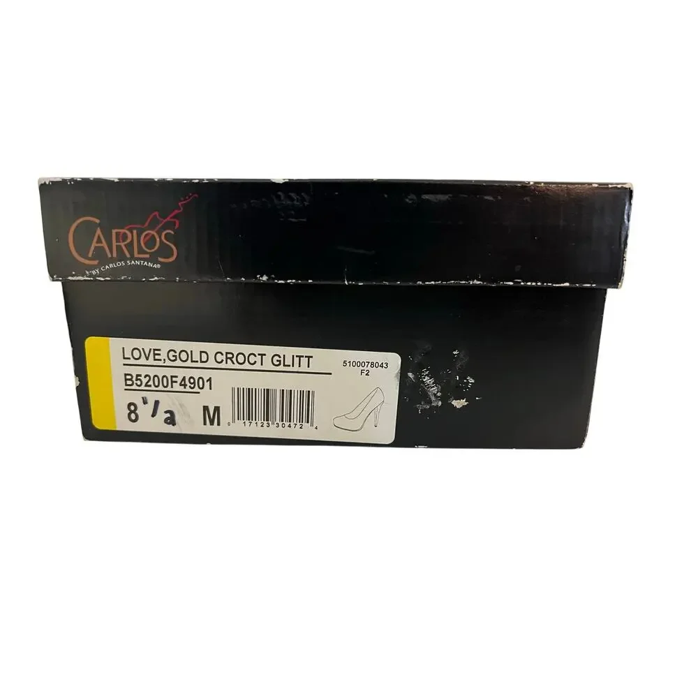 Carlos by Carlos Santana Love Gold Glitter Pumps Heels Size 8.5M Preowned in Box
